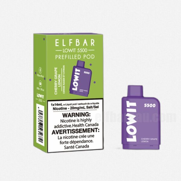 ELF BAR LOWIT Prefilled Pod 5500 Puffs Cherry Grape Lemon