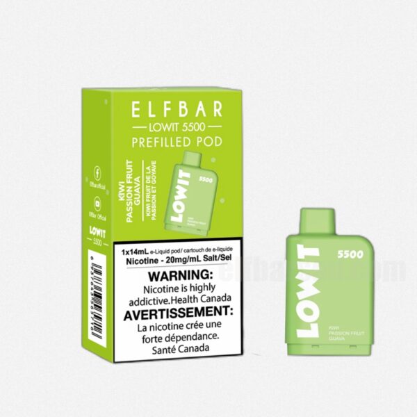 ELF BAR LOWIT Prefilled Pod Kiwi Passion Fruit Guava 5500 Puffs